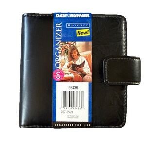 Vtg Regency Personal Organizer Spiral Black Snap Closure 1998